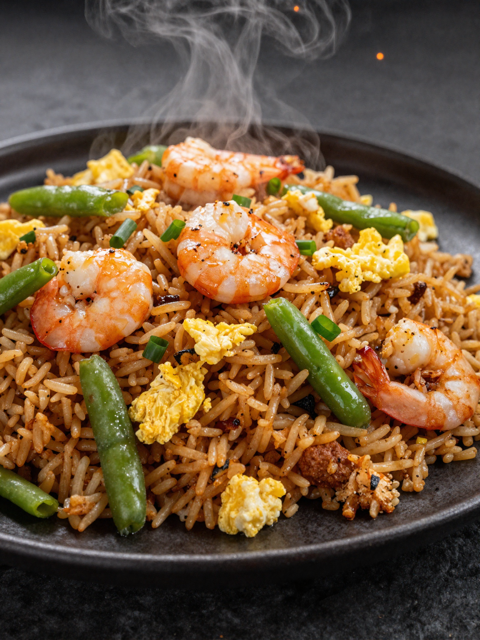 Arroz frito venezolano con camarones